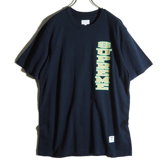 K2930f16 ■Supreme シュプリーム■ 17AW Vertical Logo Tee 縦バーチャルロゴ コットン 半袖 Tシャツ ネイビー XL 紺 春夏拍卖