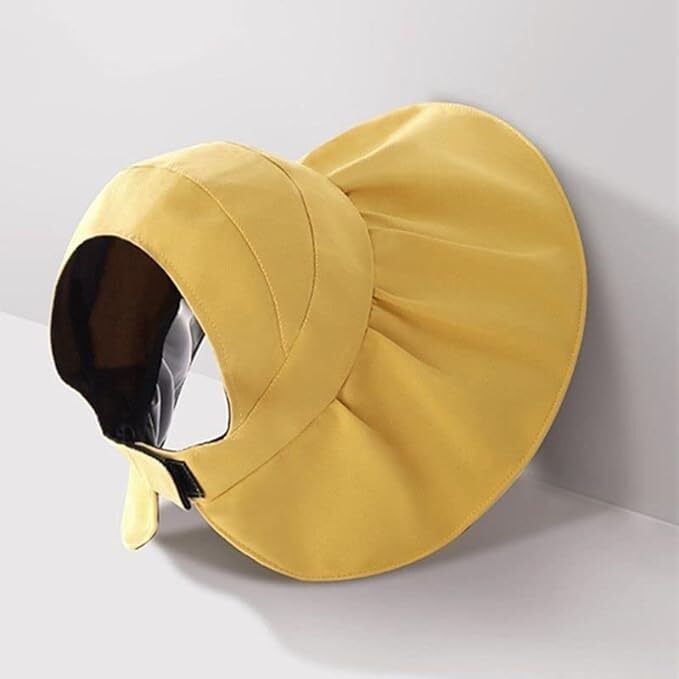 新品 送料無料 サンバイザー レディース UVカット 帽子 軽量 吸汗 通気 無地 ●イエロー サイズ調節可能拍卖