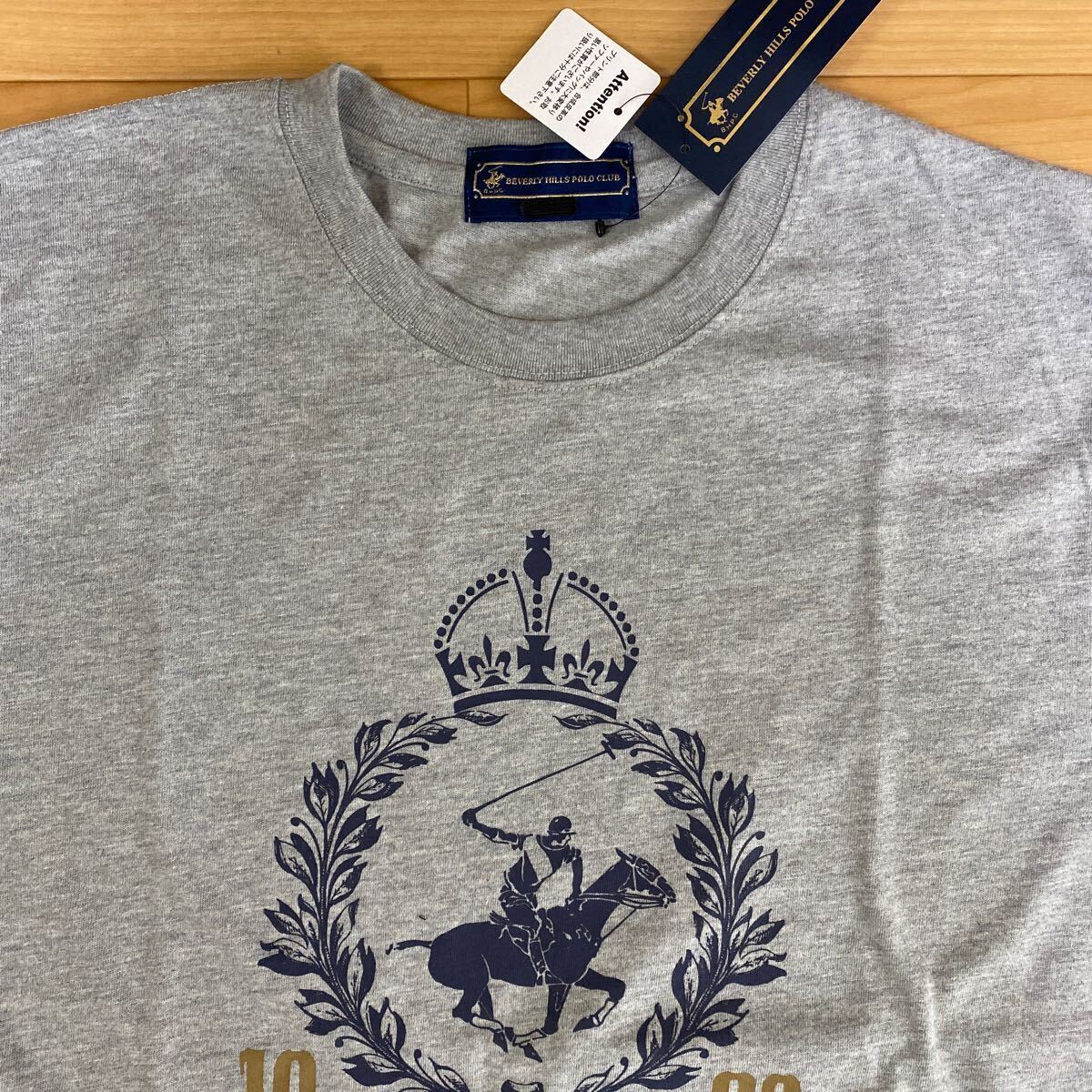 L ビバリーヒルズポロクラブ 新品 半袖Tシャツ トップス カットソー 灰 メンズ 紳士 アウトドア ゴルフウェア スポーツgolf 馬マーク拍卖
