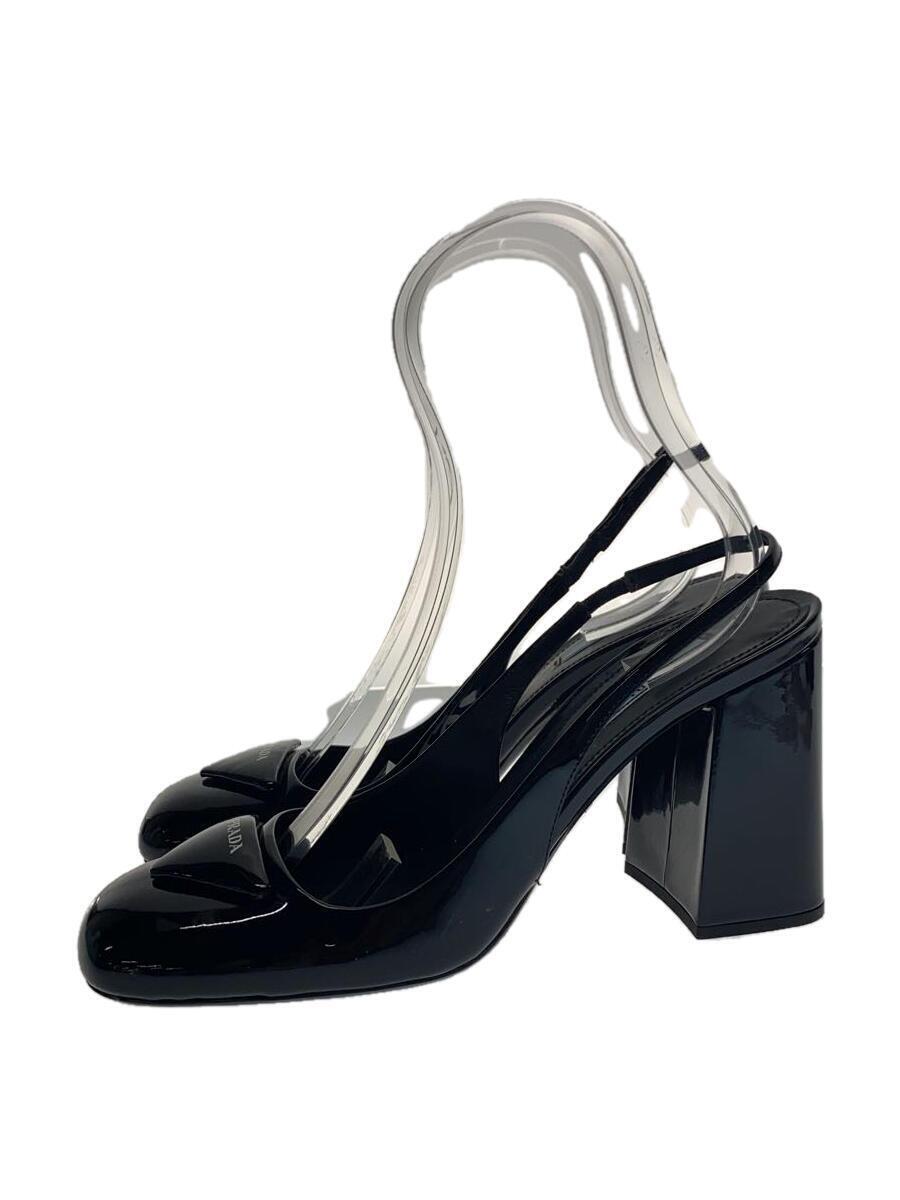 PRADA◆パンプス/40/BLK/エナメル/パテントレザー/スリングバック拍卖