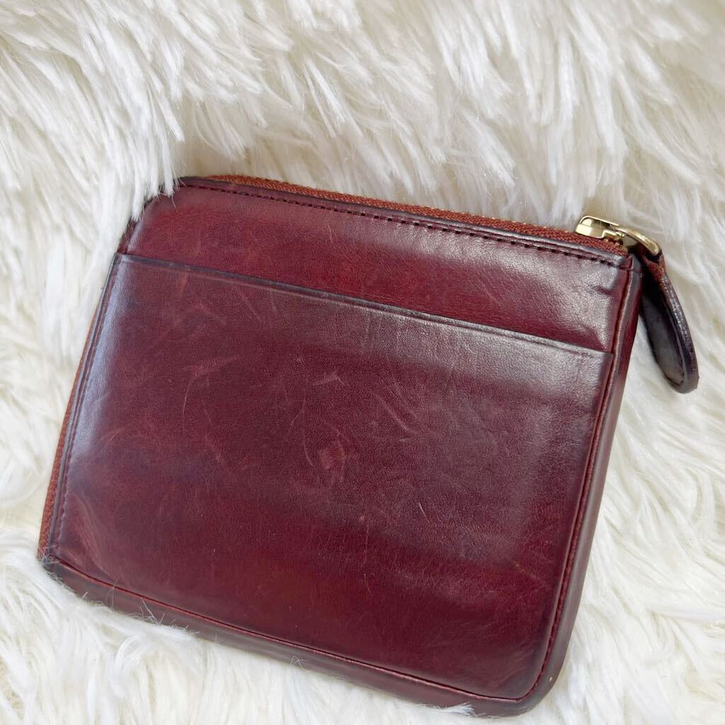 即決★GANZO★コインケース ガンゾ カード入れ レッドブラウン 本革 ミニ財布 L字ファスナー 小銭入れ拍卖