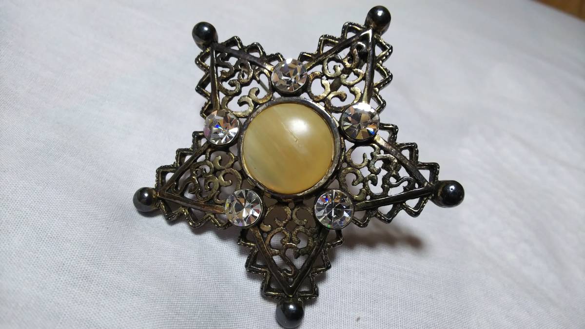 正規限定 ディオールDior ラグジュアリーアンティーク ゴシックスターブローチ 2WAY 天然石コンポジット 五芒星 ネックレストップ 最大7cm拍卖