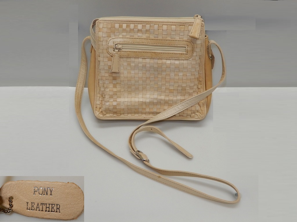 ●本革 ポニーレザー 馬革 メッシュバッグ ショルダーバッグ ポシェット●拍卖