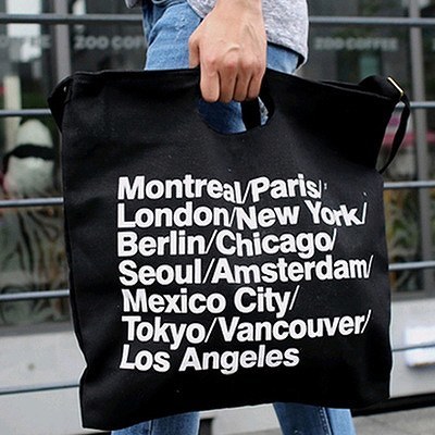 「a13-a2」 3way 英字トートバッグ ( ブラック ) キャンバス 手さげ ショルダー 帆布 大容量 収納 通勤 通学拍卖