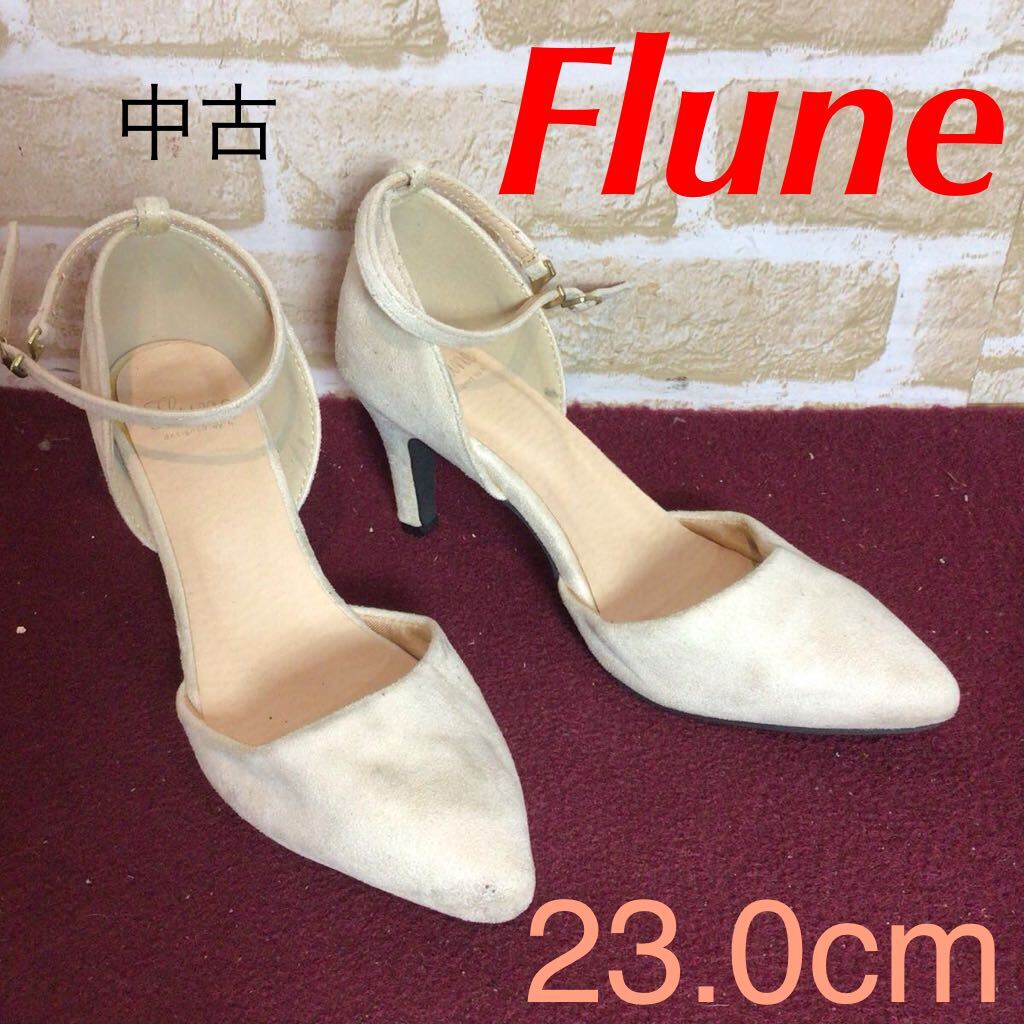【売り切り!送料無料!】A-377 Flune!アンクルストラップパンプス!23.0cm!ベージュ!セパレートパンプス!中古!拍卖