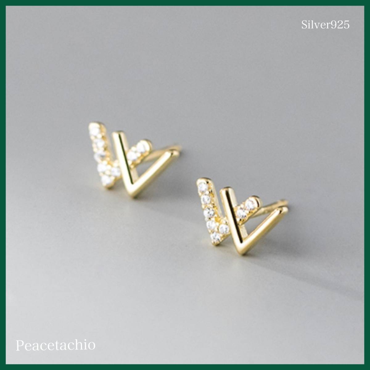 ピアス Silver925 シルバー ゴールド 18Kコーティング アレルギー対応 W ダブリュ プレゼント プチギフト 贈り物 収納ケース付拍卖