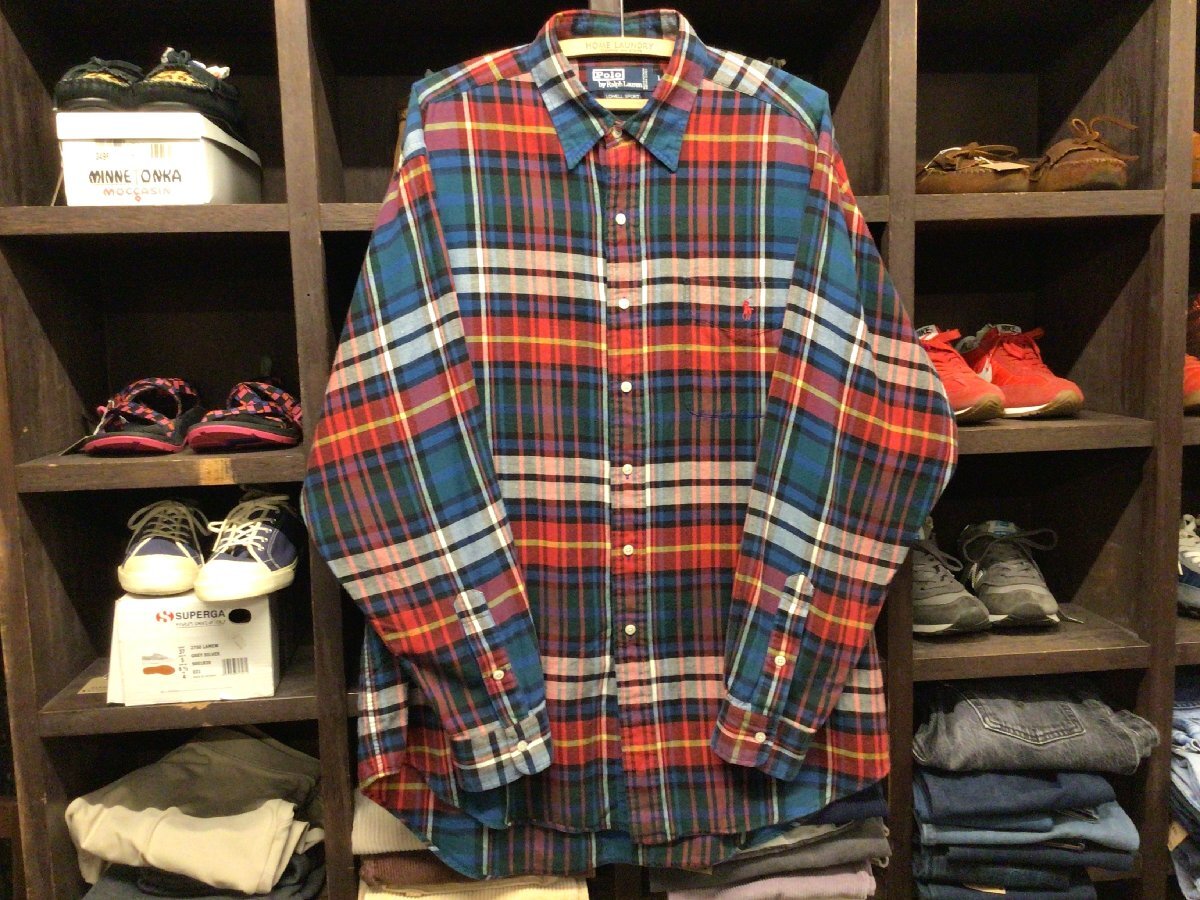 90’S POLO RALPHLAUREN LOWELL SPORT COTTON CHECK SHIRT SIZE L ポロ ラルフローレン ロウェル スポーツ コットン チェック シャツ拍卖