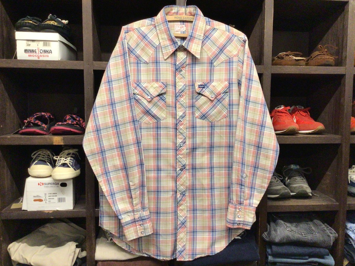 70’S 80’S GWG WESTERN COTTON CHECK SHIRT SIZE L ジーダブルジー ウエスタン コットン チェック シャツ リーバイス ビンテージ拍卖
