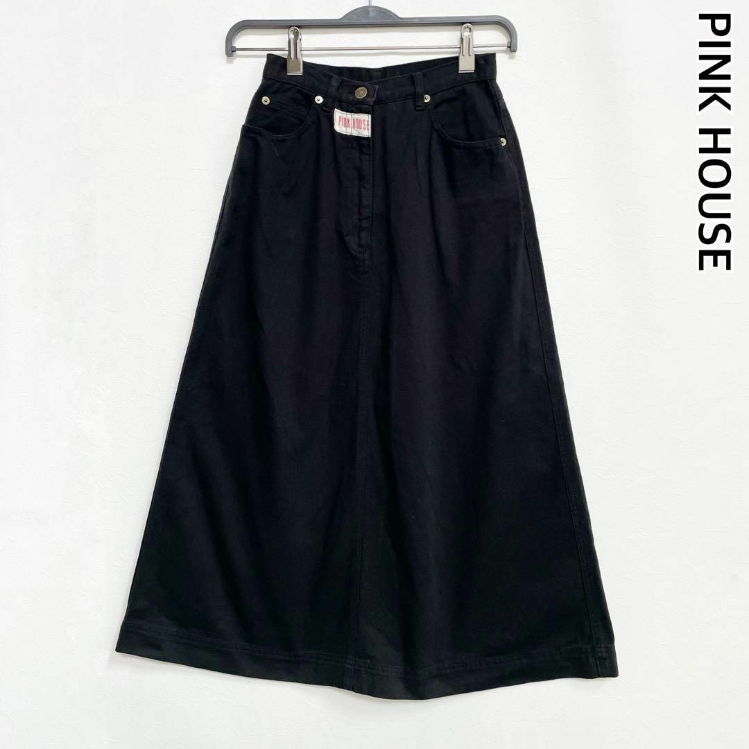 ヴィンテージ ピンクハウス 金子功 ワッペン ロング デニムスカート ブラック サイズ表記なし PINK HOUSE拍卖