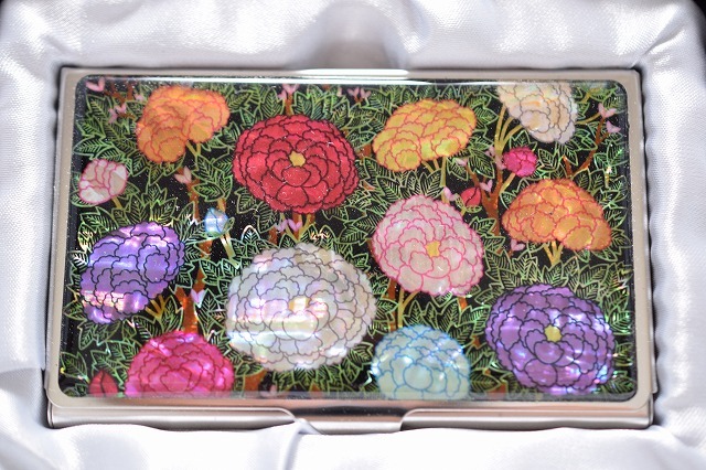 ■韓国 伝統工芸■螺鈿細工 名刺入れ■牡丹■送料無料!■拍卖