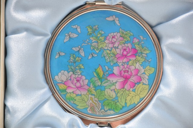 ◆◆韓国 伝統工芸◆螺鈿細工 コンパクトミラー◆牡丹・青◆送料無料!◆◆拍卖