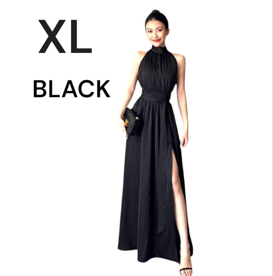 パーティードレス ロングドレス 結婚式 発表会 演奏会 Aライン ブラック拍卖
