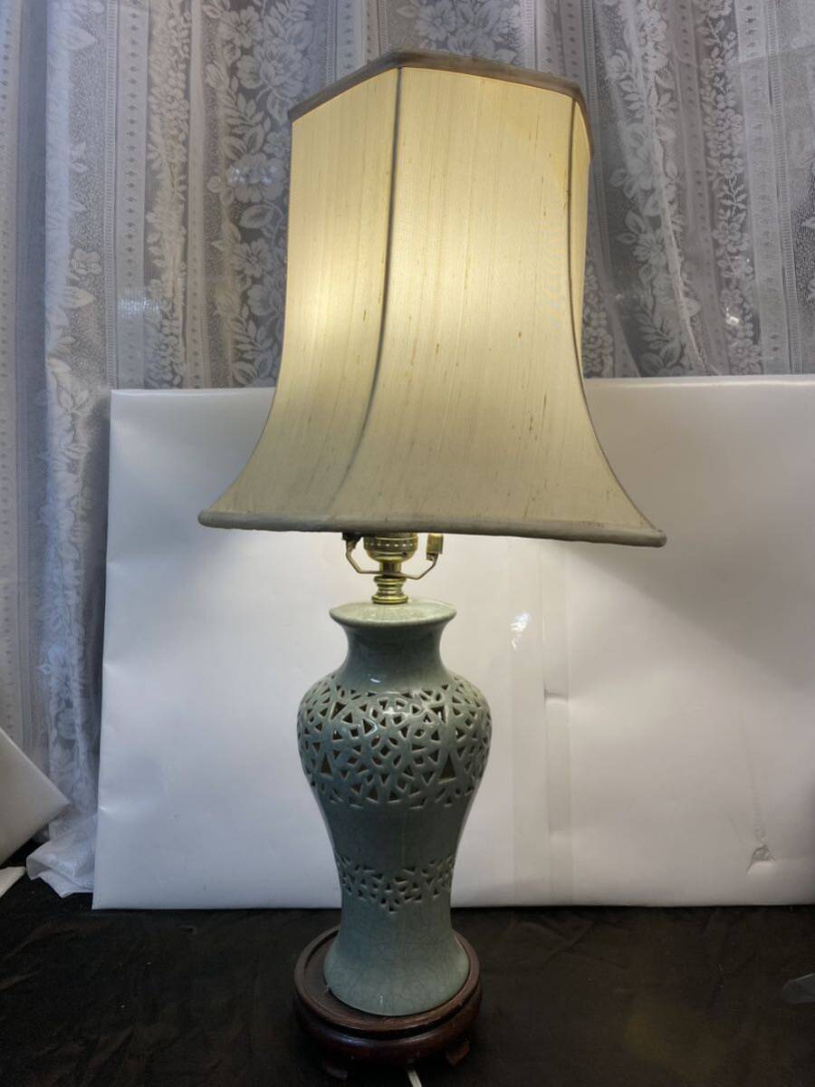 メーカー不明 陶器製 スタンドライト 卓上ライト LED電球拍卖