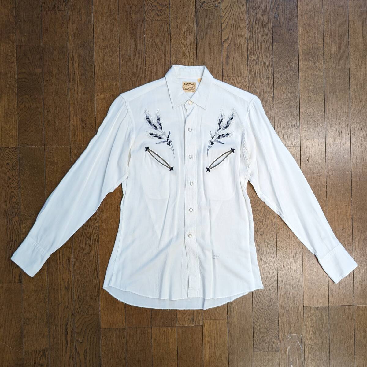 【希少】50年代 vintage pilgrim ピルグリム Western 刺繍 ウエスタンシャツ Sサイズ 50's 古着 ヴィンテージ拍卖