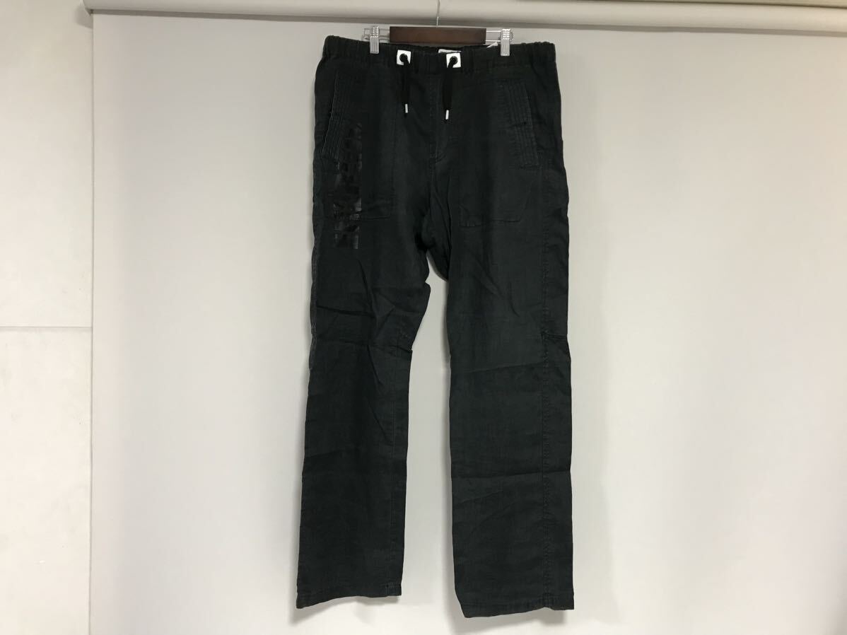 本物エナジーゴールドENERGIE GOLDイージーリネン麻パンツサーフワークミリタリーアメカジストリートビジネススーツメンズL黒ブラック34拍卖