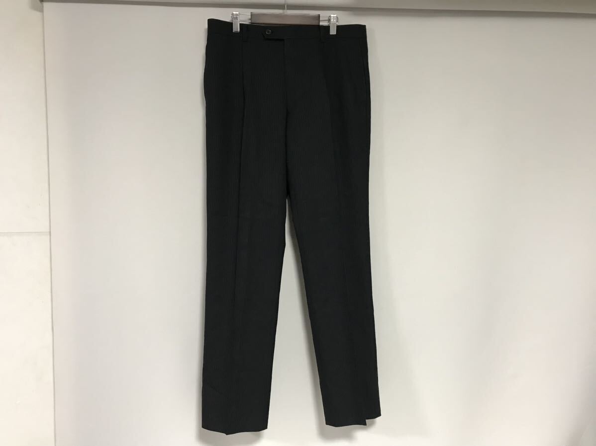 本物イージーバイゼニアE.ZbyZEGNAウールスラックスパンツサーフアメカジミリタリービジネススーツ黒ブラック柄XLメンズ50拍卖