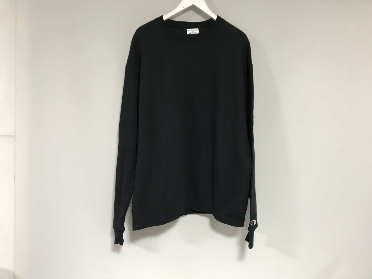 本物チャンピオンChampionビッグデカ裏起毛スウェット長袖トレーナーサーフアメカジミリタリービジネスメンズ黒ブラックサルヴァドール製XL拍卖