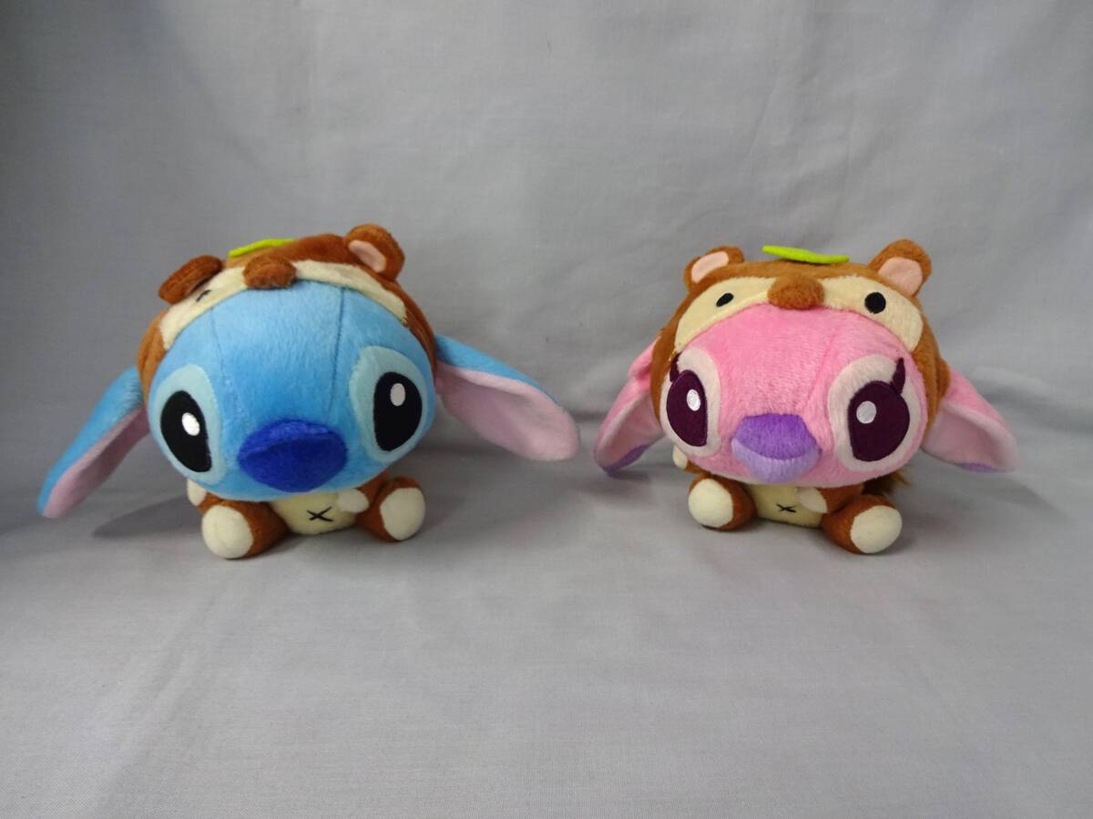 スティッチ エンジェル タヌキ 着ぐるみ ぬいぐるみ 2体セット 縦:約14cm 狸 青 ピンク リロ&スティッチ ディズニー拍卖