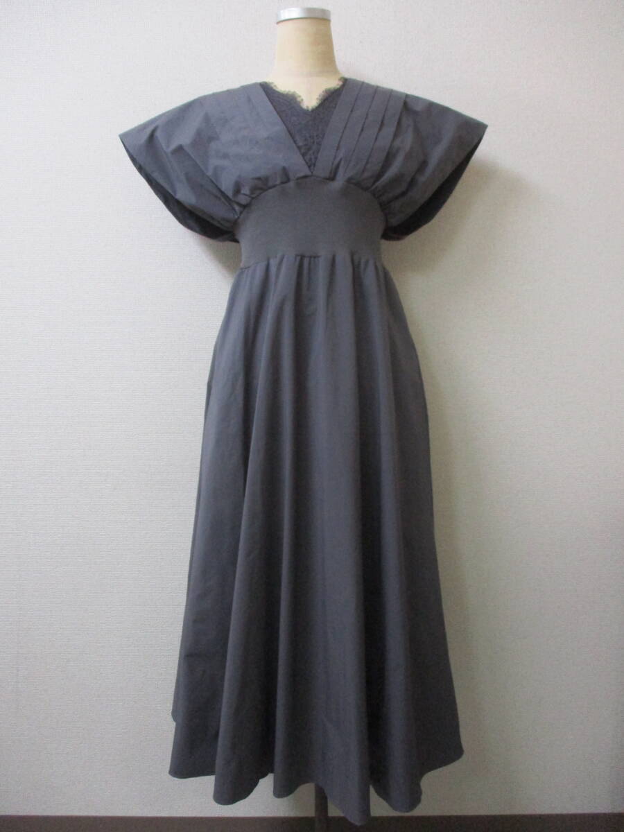 シェリーモナ Cherie Mona MON FAVORI ノースリーブワンピース Fサイズ グレー ロング レース拍卖