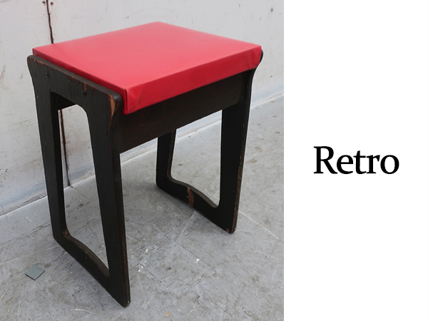 ■P179■美品■昭和レトロ■ヴィンテージ■ミシン椅子■レッド/赤■古家具■拍卖