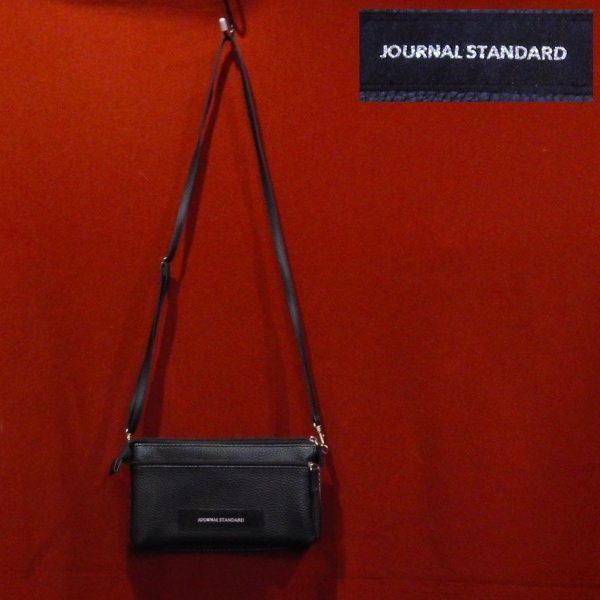 ジャーナルスタンダード 二つ折り フェイクレザー ショルダーバッグ クラッチ 黒 グレー グレンチェック F 美品拍卖