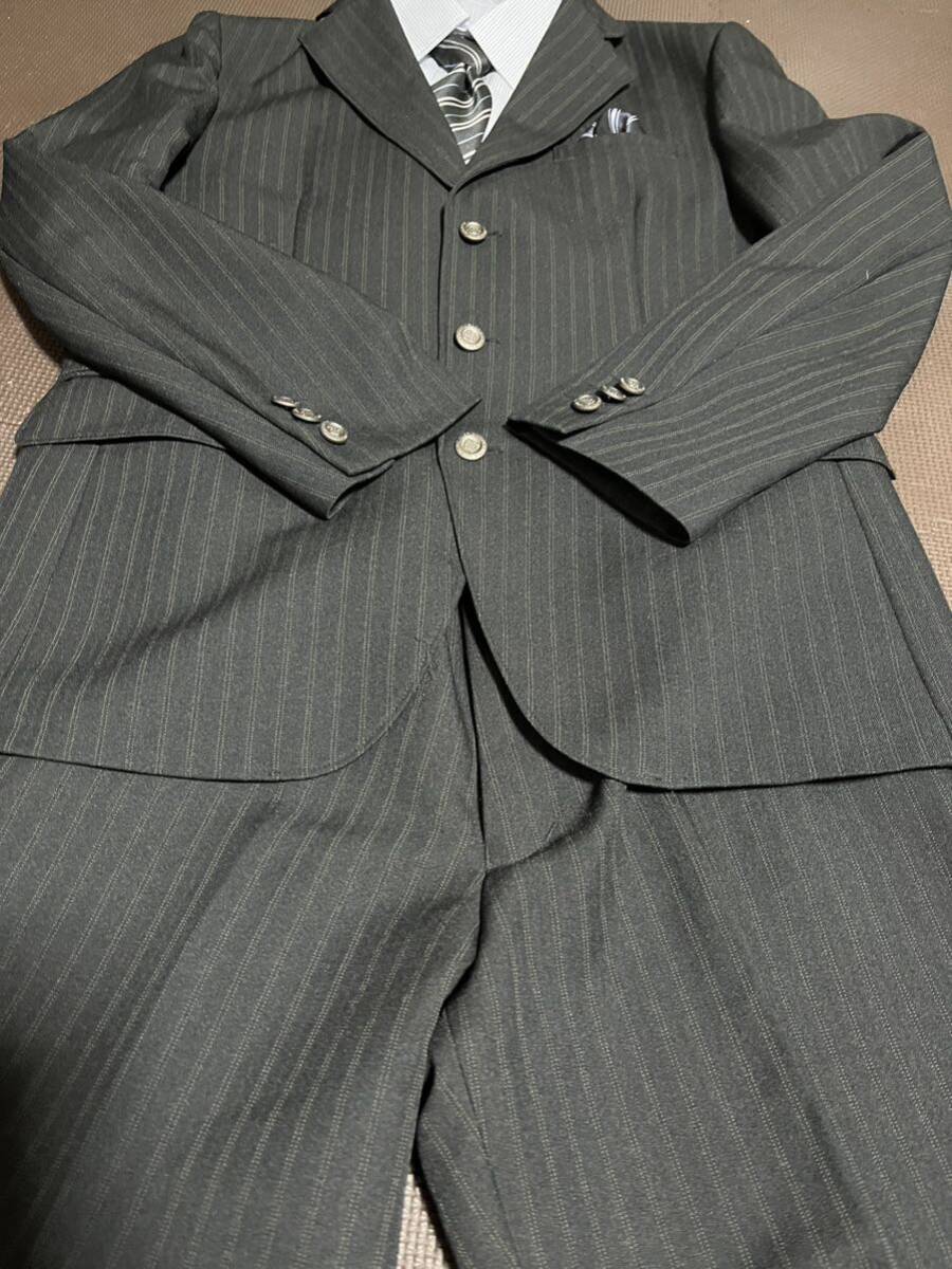 美品、黒ストライプスーツ6点セット サイズ165拍卖