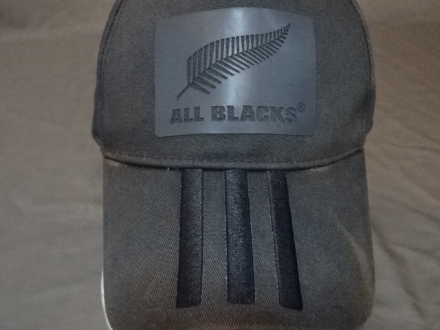 激レア USA購入【adidas】製 ラクビー ニュージーランド代表 オールブラックス 【ALL BLACKS】 3本ライン刺繍 ロゴマーク付キャップ 中古品拍卖