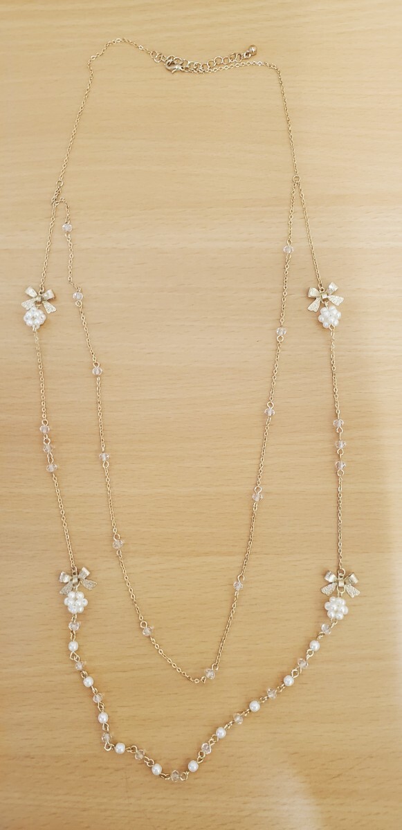 ネックレス アクセサリーペンダント リボン ゴールド 2レーン 新品 未使用 拍卖