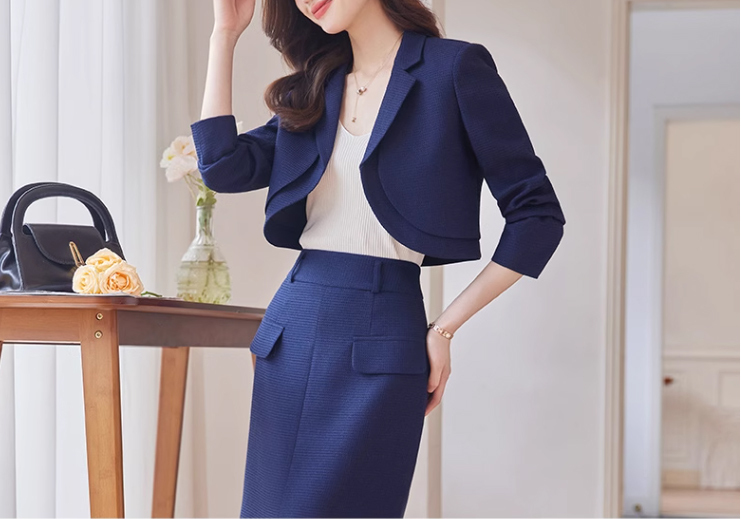 レディースボレロジャケットロングスカートセット紺色S拍卖