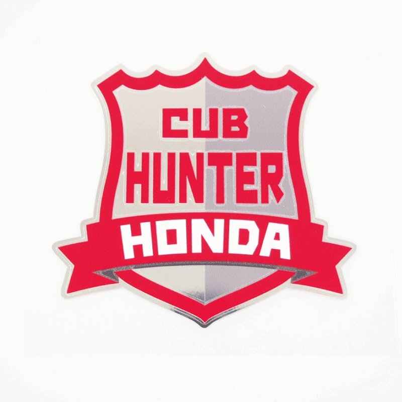 (ミラー) シールド風 カブステッカー レッド ハンター CUB カブ カスタム バイク ヘルメット拍卖