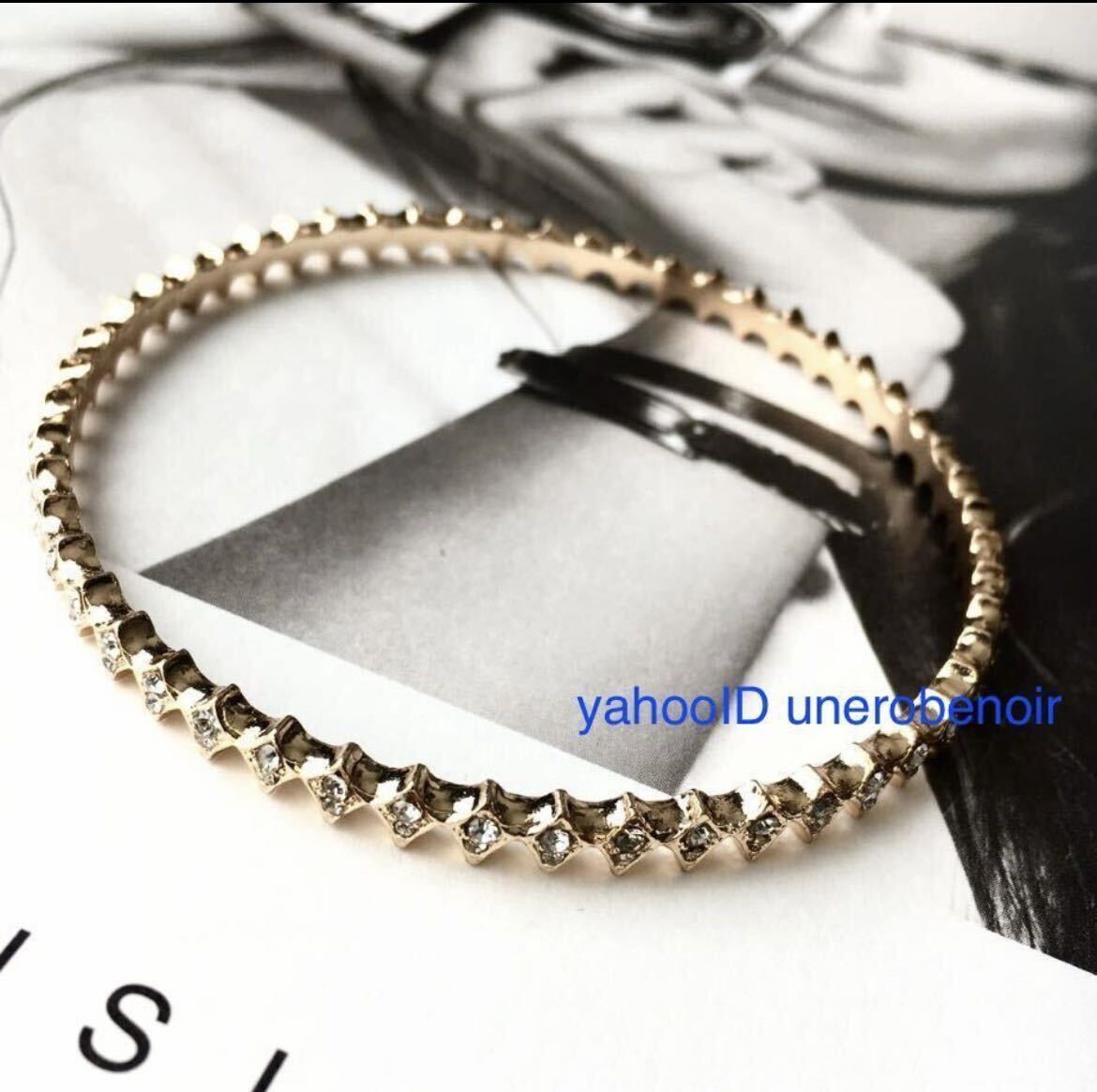 新品 トゥモローランド ラインストーン ゴールド バングル スクエア 細 TOMORROWLAND ブレスレット アクセサリー ヴィンテージ拍卖