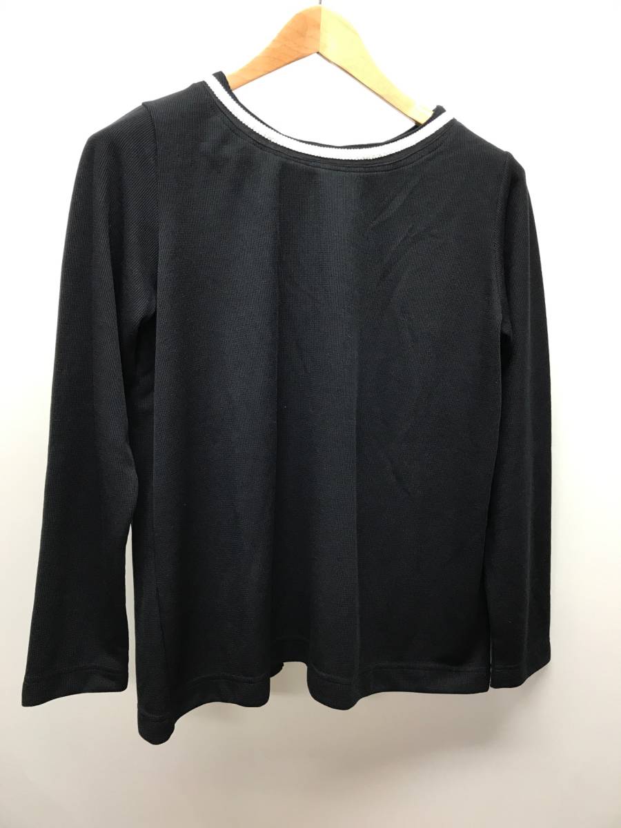 カットソー 長袖 ブラック ホワイト 襟ビーズ サイズLL №060拍卖