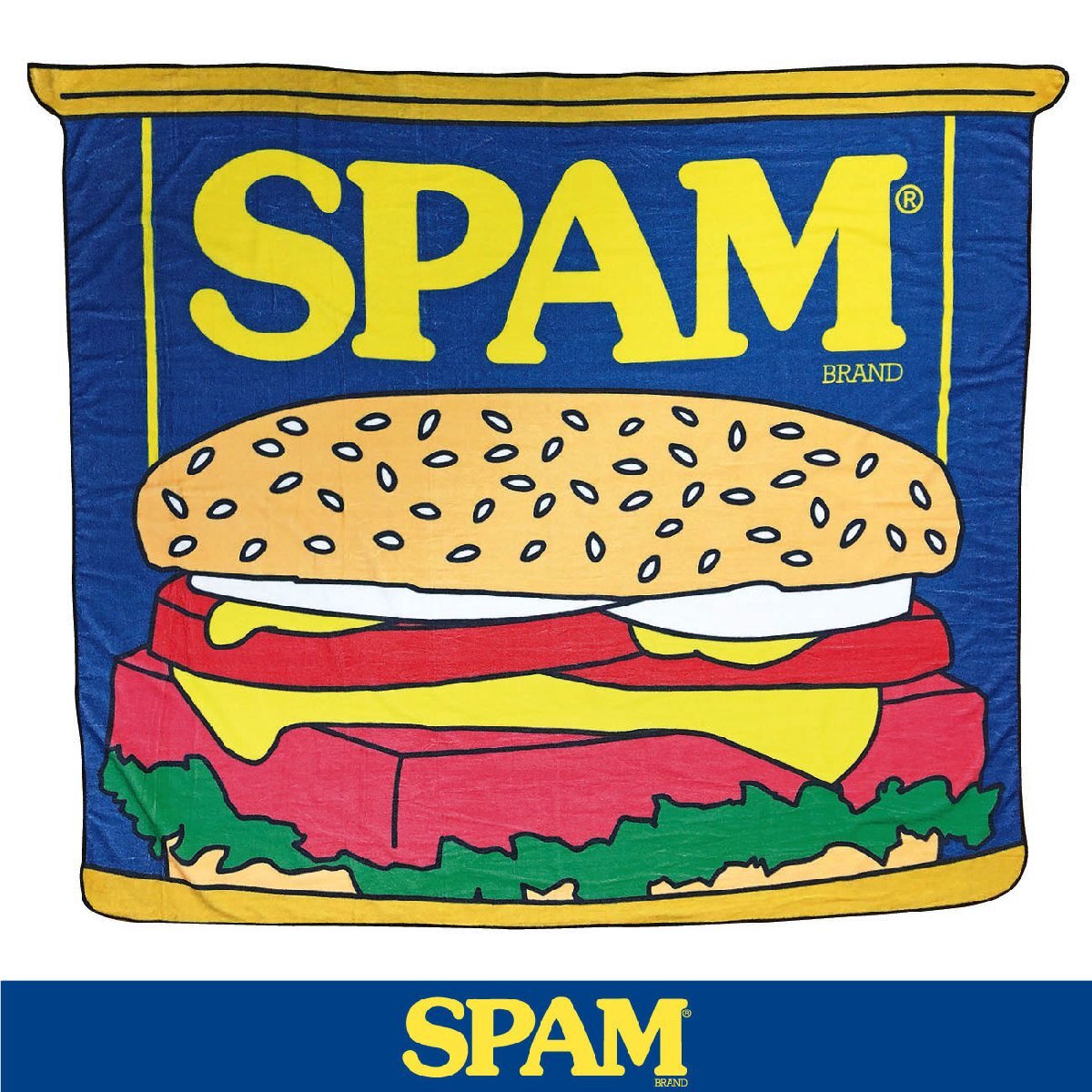 【SPAM・スパム】※《缶柄ビーチタオル・大判サイズ125×150cm》 レジャー キャンプ タオルケット ビーチマット拍卖
