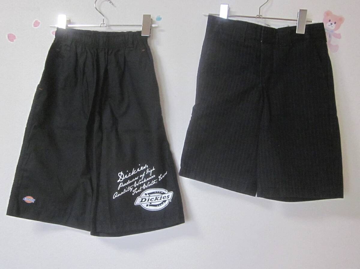 2枚まとめて Dickies ディッキーズ 半ズボン ハーフパンツ 140cm 男の子 黒ブラック セット 5982拍卖