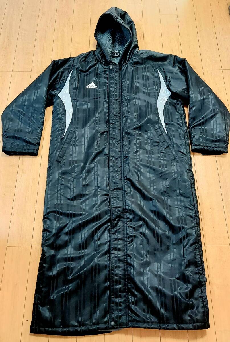 ★adidas アディダス『ロングベンチコート ブラックシャドーストライプ 裏ボア size M グラウンドコート ウィンドブレイカー』★ 拍卖