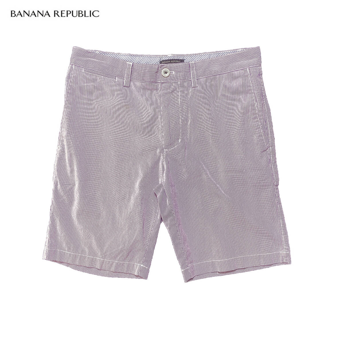 USA 古着 BANANA REPUBLIC バナナリパブリック ピンストライプ ショーツ ハーフパンツ W31 パープル 半ズボン バナリパ CE0201拍卖