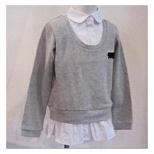 新品キッズ◇訳あり mia mail(ミアメール) レイヤード風 トレーナー グレー 120cm 06-3410拍卖