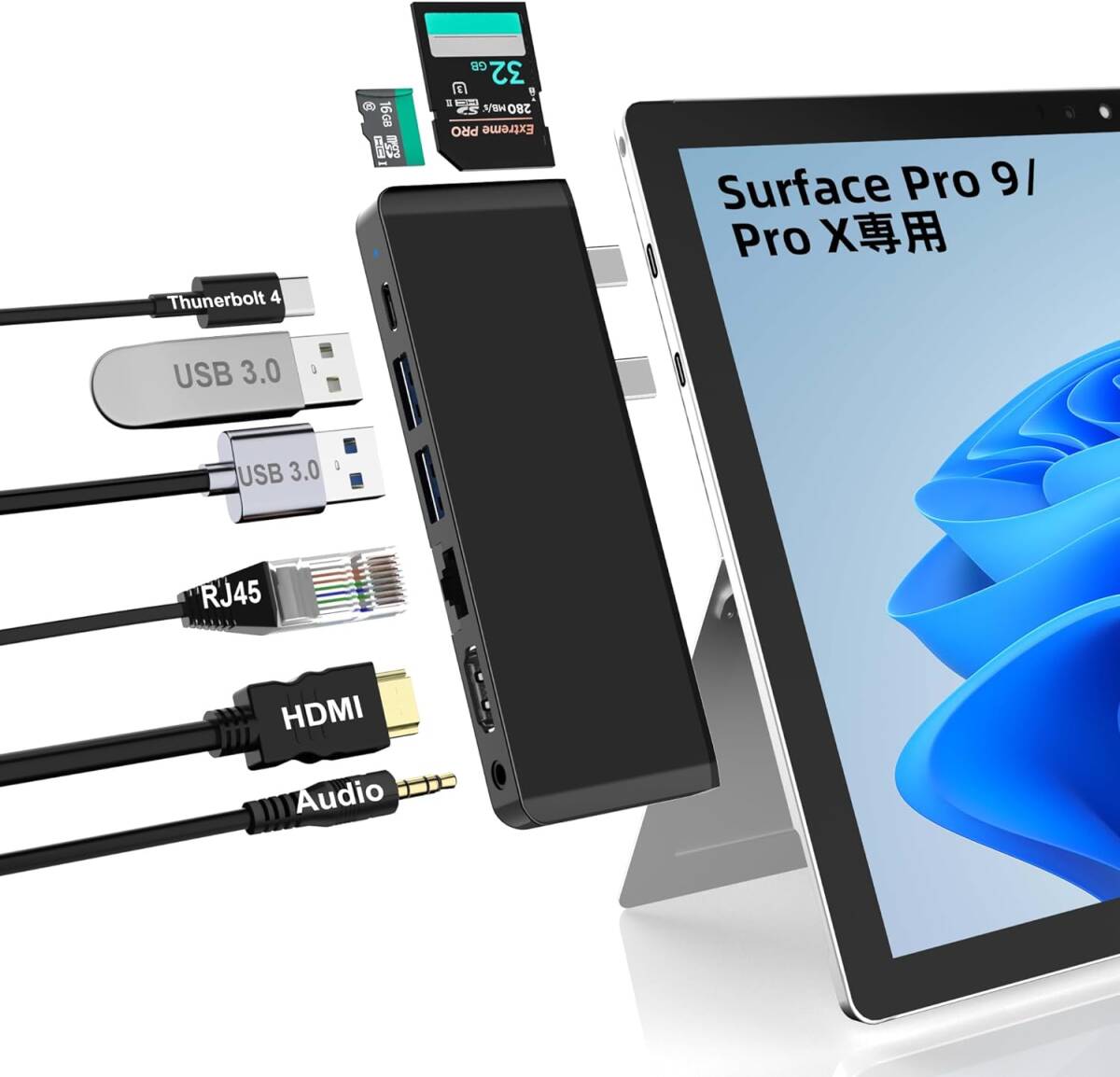 Surface Pro 9/10/11/X USB ハブ 4K HDMI 100M LAN拍卖