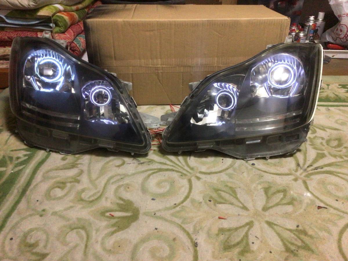 ★ トヨタ 18 クラウン 未使用 COB 4連 イカリング ヘッドライト HID バラスト付き インナーブラック ワンオフ カスタム ★拍卖