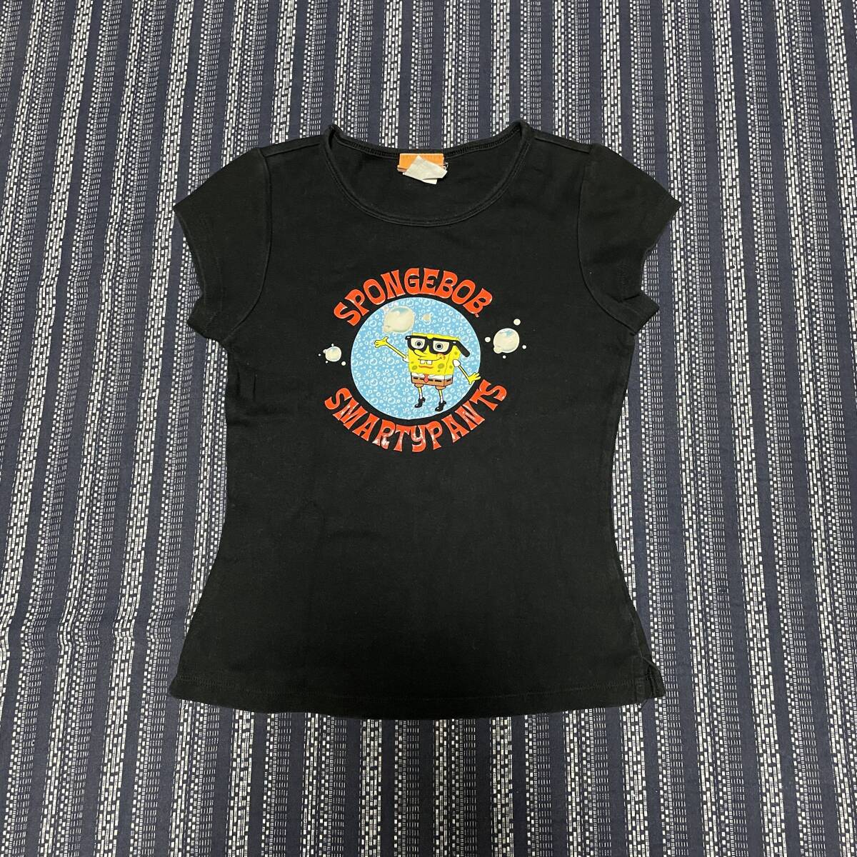 ★14 美品 USED SpongeBob Tシャツ 130cm〜140cm S 黒 アメリカ購入★スポンジボブ パトリック 古着 ユーズド 女の子 女児 小学生拍卖