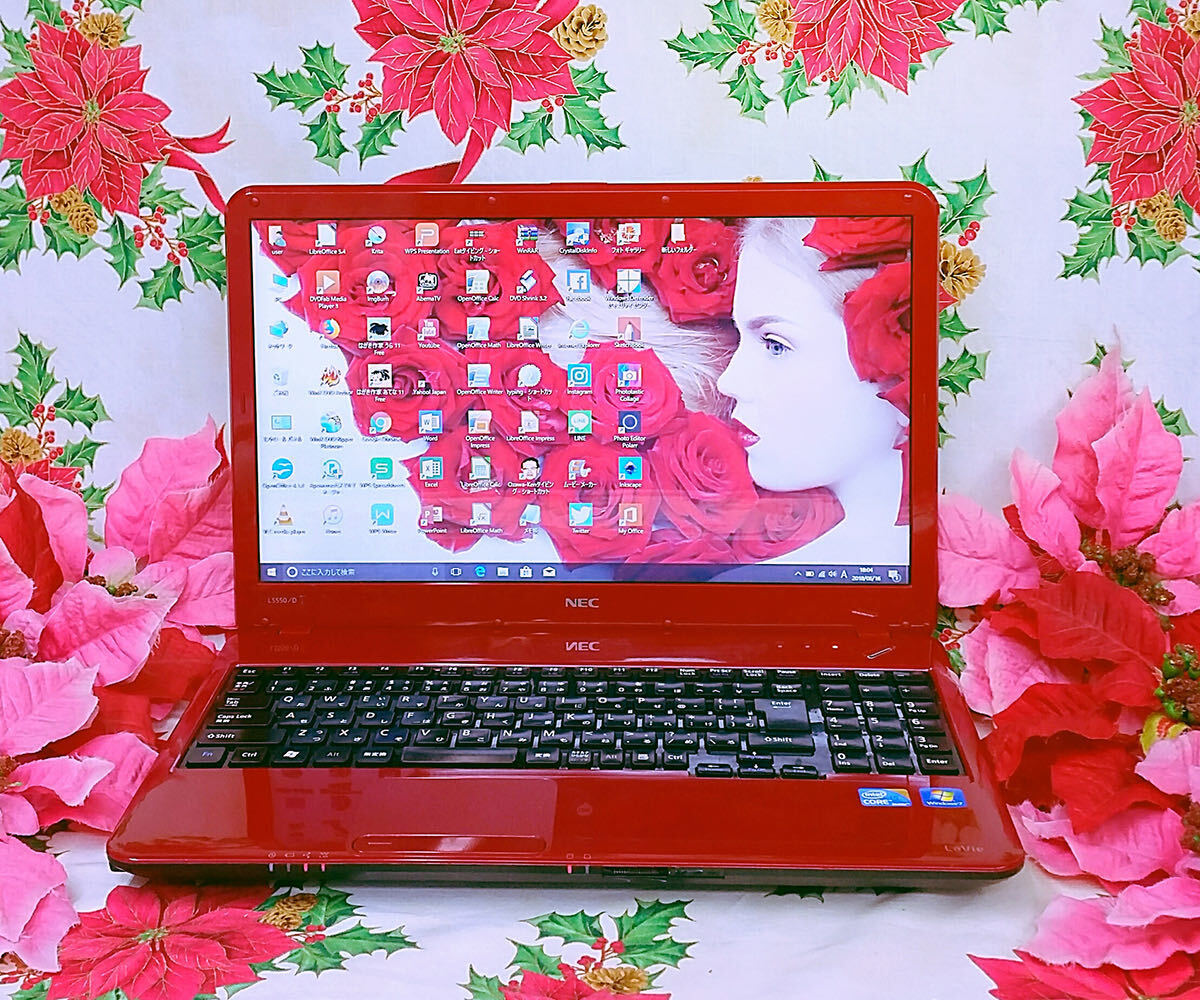 極上品/赤色NEC Lavie/高速Corei5/超大容量新品SSD256/高速6GBメモリ/ソフト多数/新型Windows11/DVD焼き/オフィス/DVDドライブ/動画編集拍卖