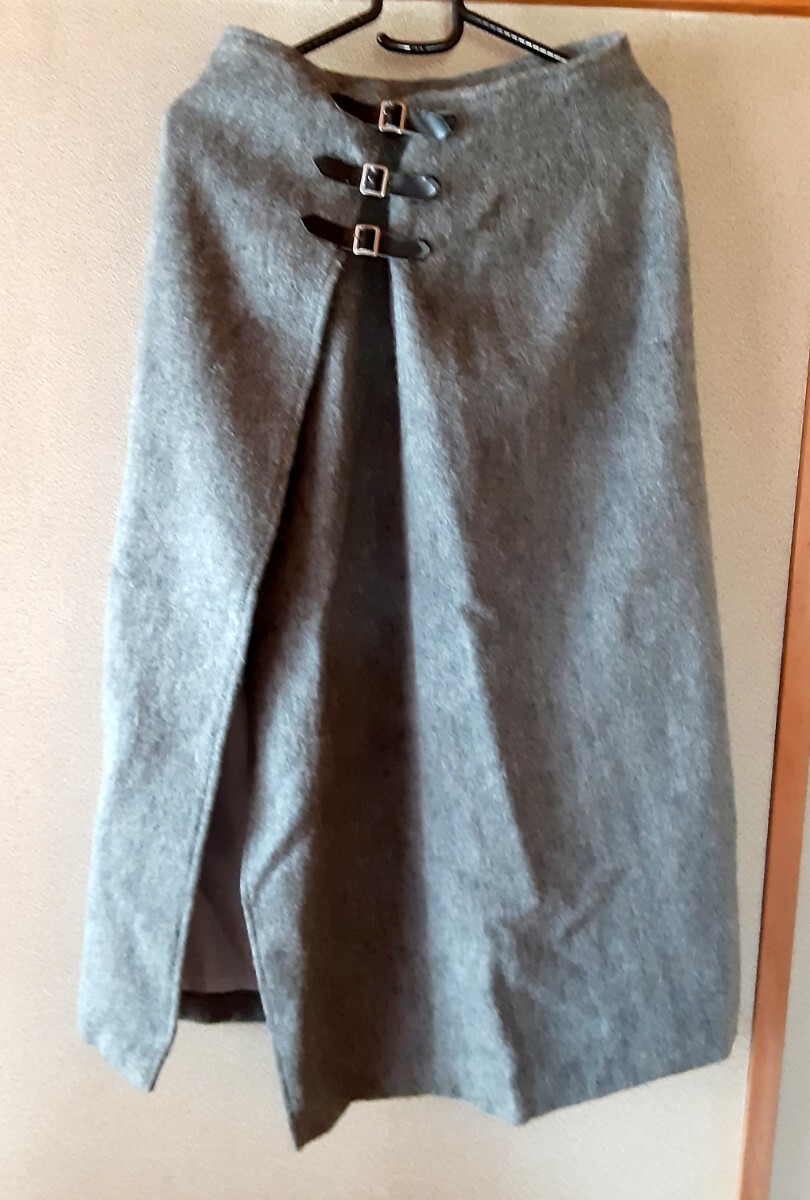 スカート ロングスカート 巻きスカート 起毛 冬 グレー スリットスカート フレアスカート タイトスカート ウエスト63ー66 M L 裏地付き拍卖