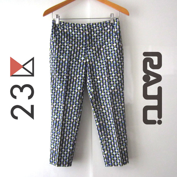 美品 23区 x RAJU/ニジュウサンクxラジュ★ 総柄サブリナパンツ拍卖