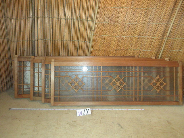 【湖華】欄間ガラス戸4点/検)和装建具リノベーション店舗建築窓二重窓遮光防音断熱W17拍卖