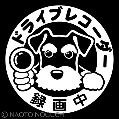 オリジナル ステッカー シール ミニチュア シュナウザー DOG IN CAR ドライブレコーダー 録画中 ミニチュアシュナウザー A5拍卖