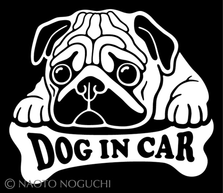 オリジナル ステッカー シール DOG IN CAR ドッグインカー パグ B拍卖