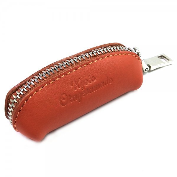 小さい 小銭入れ 極小 コインケース 本革 財布 YKKファスナー 6cm キャメルオレンジ カラビナ無し拍卖