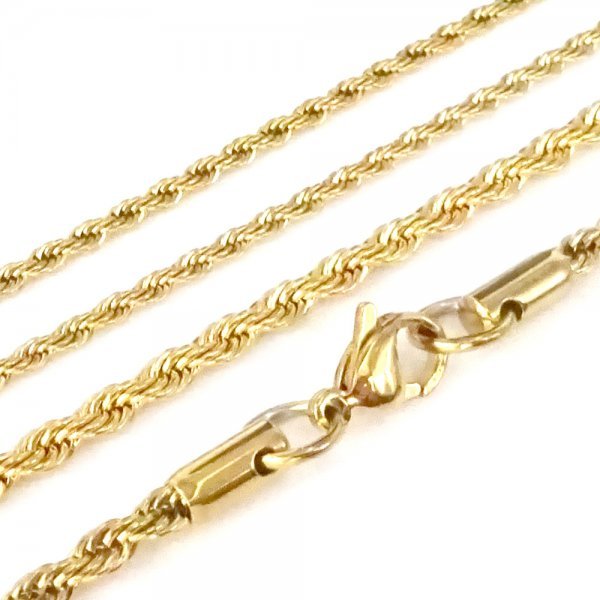 アレルギー対応 ステンレス製 フレンチロープチェーン ネックレス 幅 2mm 50cm ゴールド拍卖