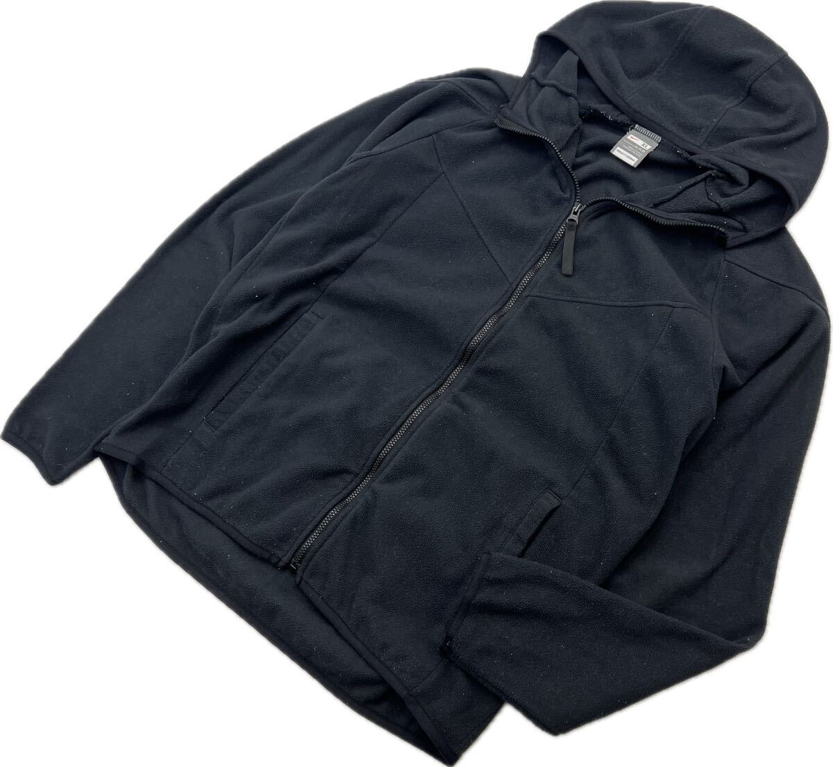 NIKE ☆ ブラック フリース ジャケット ジップアップ パーカー 黒 XL 秋冬 防寒 インナーにも◎ スポーツ トレーンング 人気 ナイキ■EB307拍卖