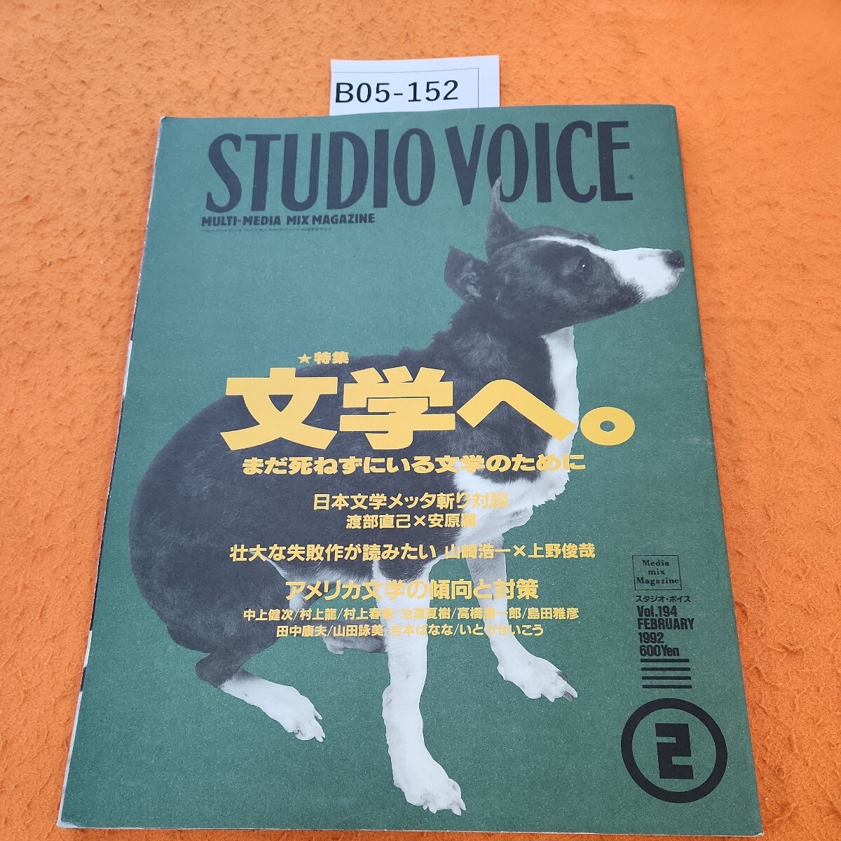B05-152 STUDIO VOICE 2 特集・文学へ。まだ死ねずにいる文学のために拍卖